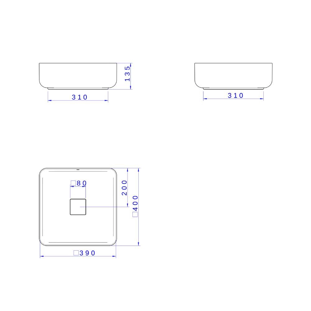 Cuba Deca Quadrada de Apoio 40cm Branco Slim L.11040.17
