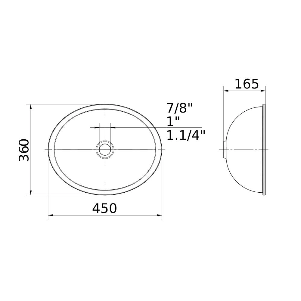 Cuba Embutir Oval  Docol 450x360x165mm White