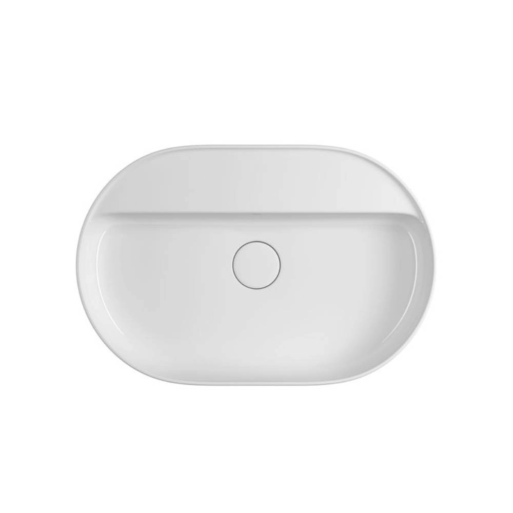 Cuba Oval de Apoio 60cm com Deck Branco Slim Deca L.14060.M.17