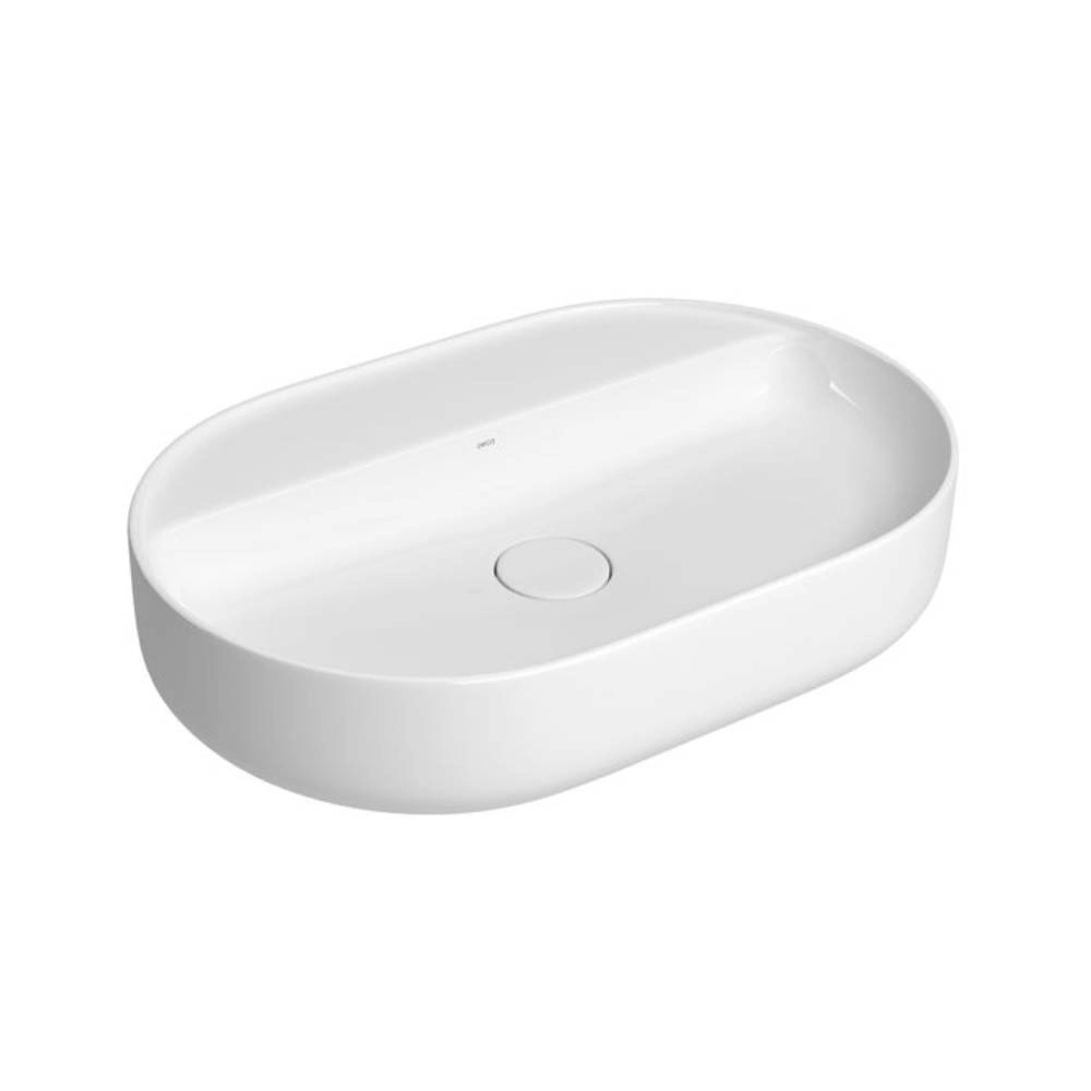 Cuba Oval de Apoio 60cm com Deck Branco Slim Deca L.14060.M.17