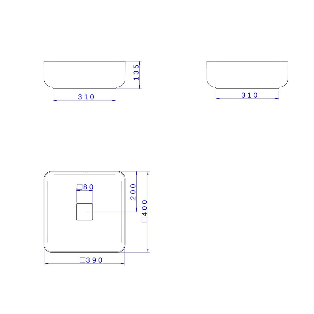 Cuba Quadrada de Apoio 40cm Barbante Slim L.11040.26