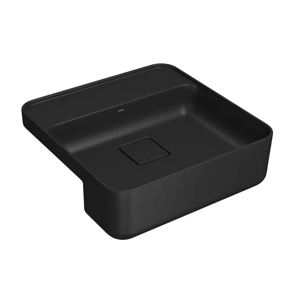 Cuba Quadrada de Semi-Encaixe 40cm com Deck Ébano Fosco Deca L.61040.M.94