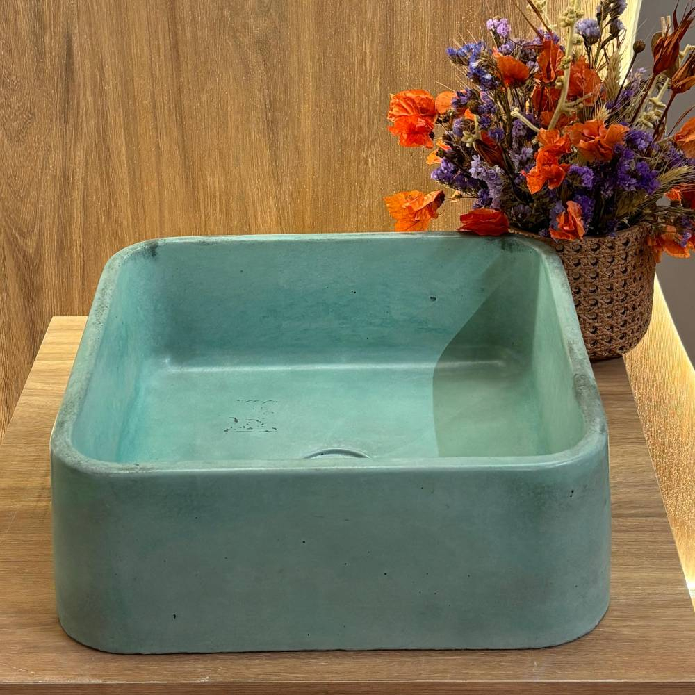 Cuba Quadrada Orna  34X34X13 Verde Acetinado