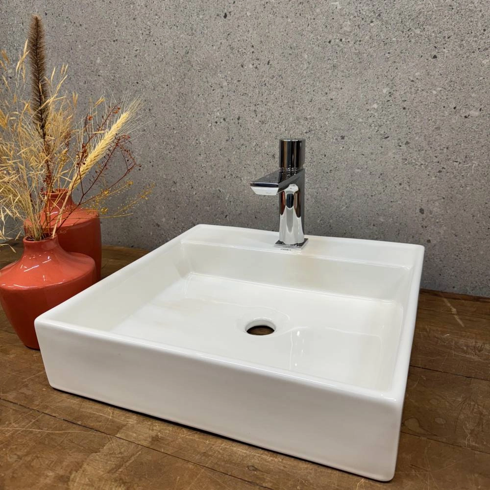 Cuba quadrada Orna Garopaba 44x44x10 Branco
