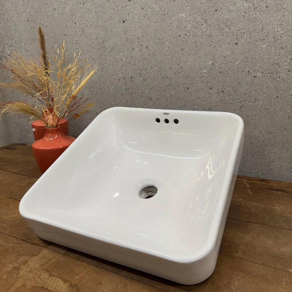 Cuba Quadrada Orna Pipa 42x42x15 Branco