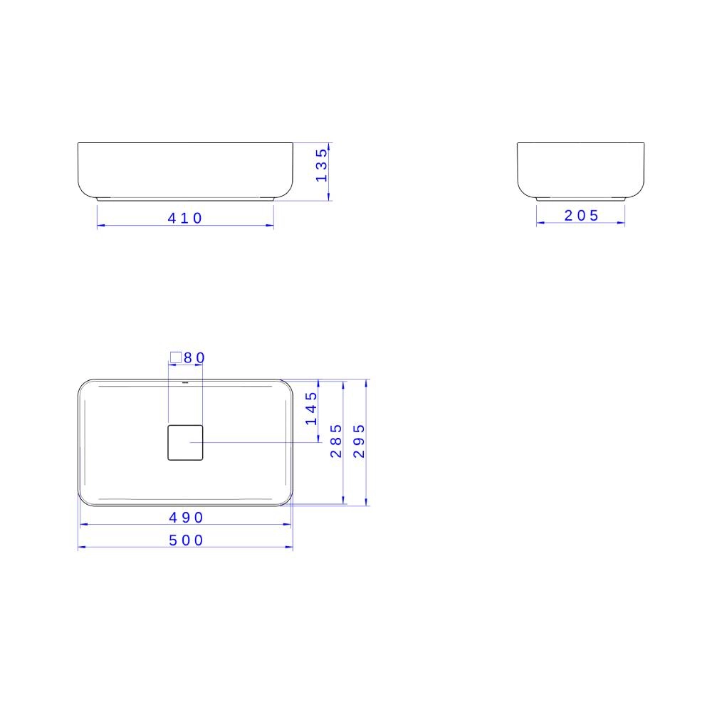 Cuba Retangular de Apoio 50cm Branco Slim Deca L13050.17