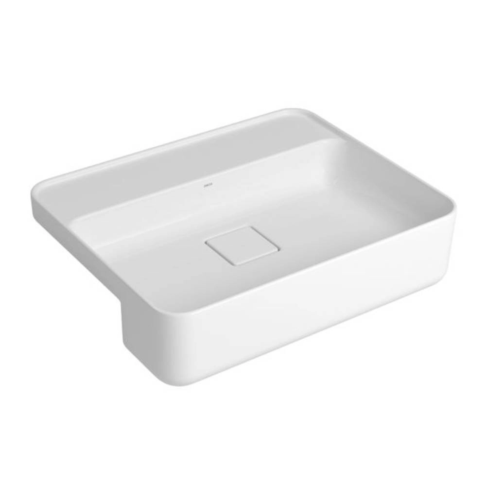Cuba Retangular de Semi-Encaixe 50cm com Deck Branco Slim  Deca L.63050.M.17