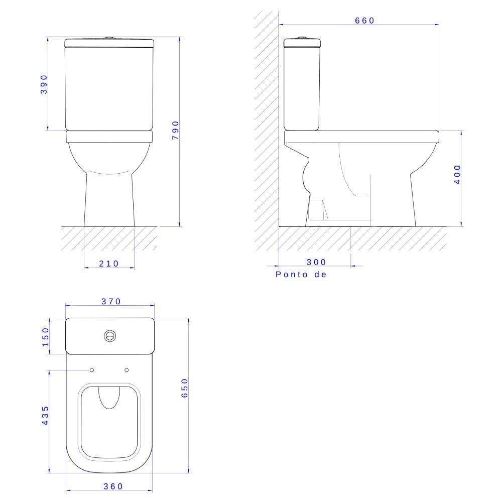 Bacia para Caixa Acoplada Deca Quadra Gelo P.210.17