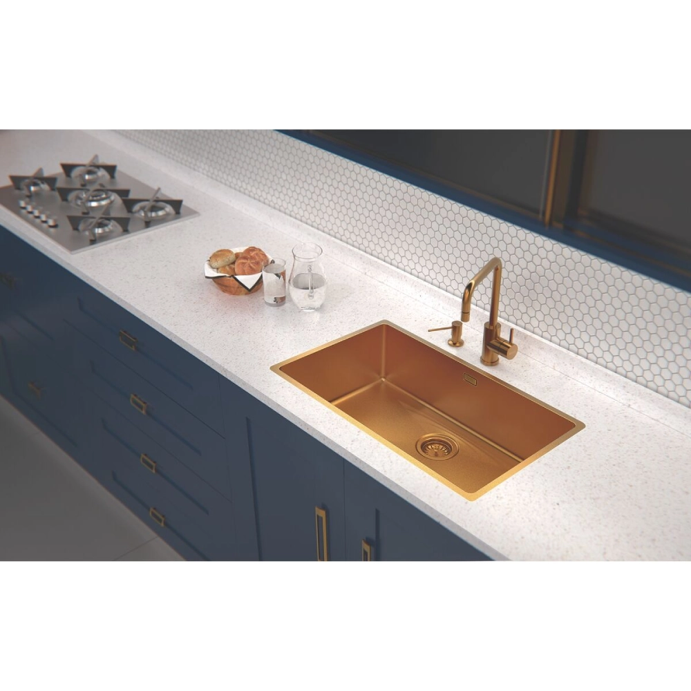 Dosador de Sabão Tramontina em Aço inox Gold com Recipiente Plástico 500 ml com revestimento PVD