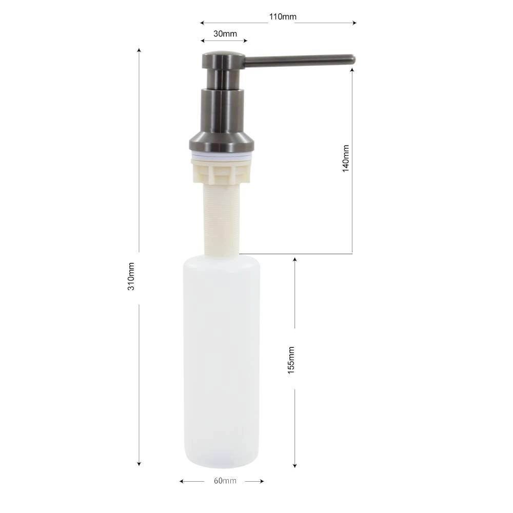 Dosador de Sabão Movel de Embutir Nias 350ml Aço Escovado