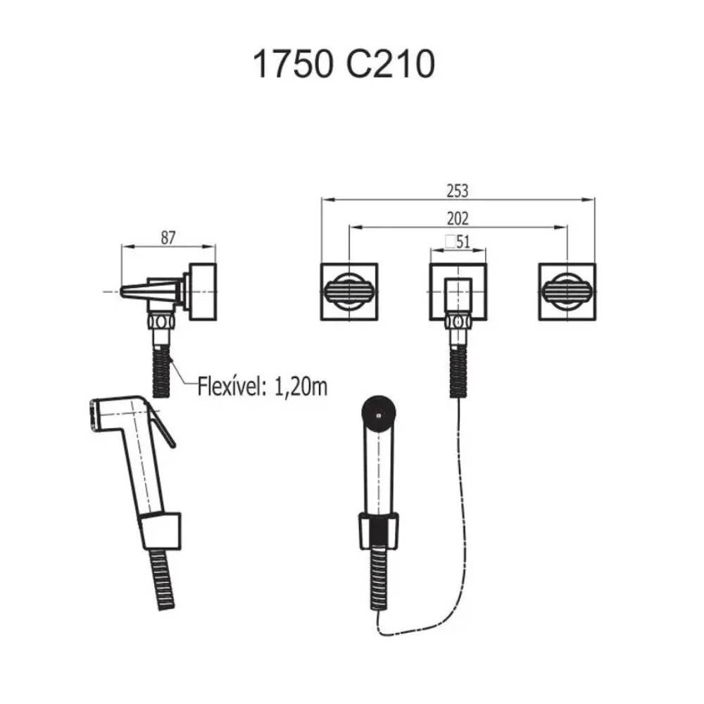 Ducha Higiênica C/ Misturador 1750 C210 Fani Cromado 