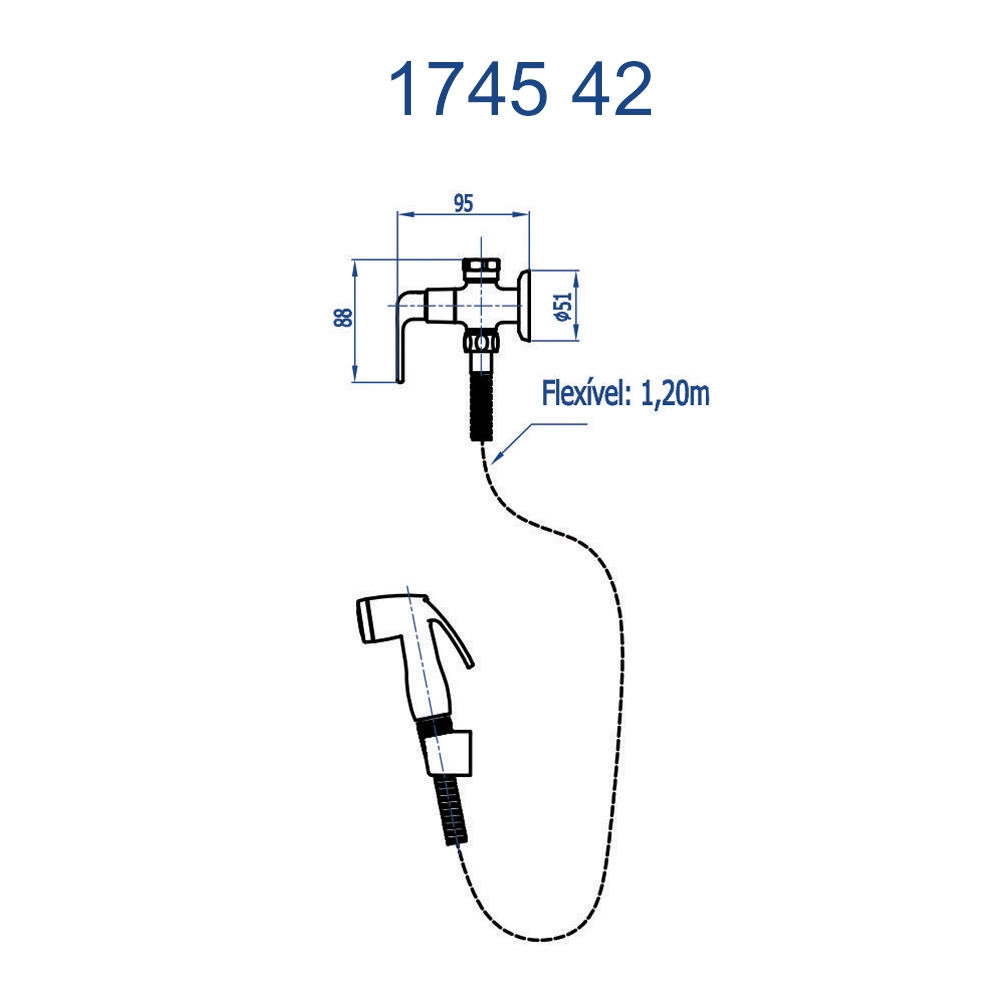 Ducha Higiênica Com Derivação Íris para Caixa Acoplada Fani 1745 C42 CR
