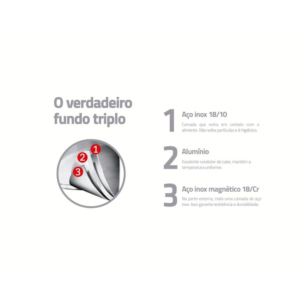 Espagueteira Tramontina Brava em Aço inox com Fundo Triplo Tampa e Alças 24 cm 6,1 L