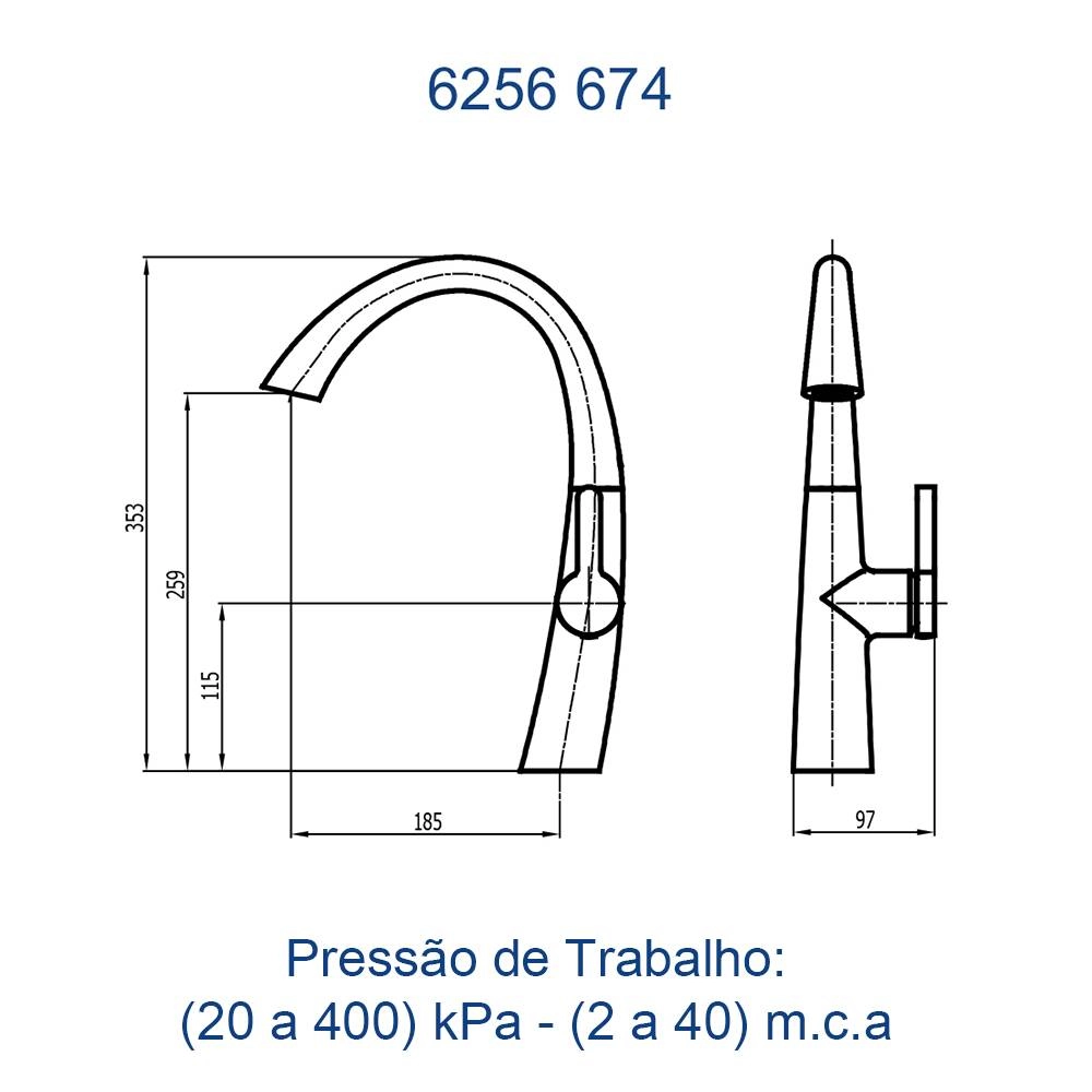 Misturador Monocomando de Mesa Rio 6256 C674 Misturador Monocomando de Mesa Rio 6256 C674
