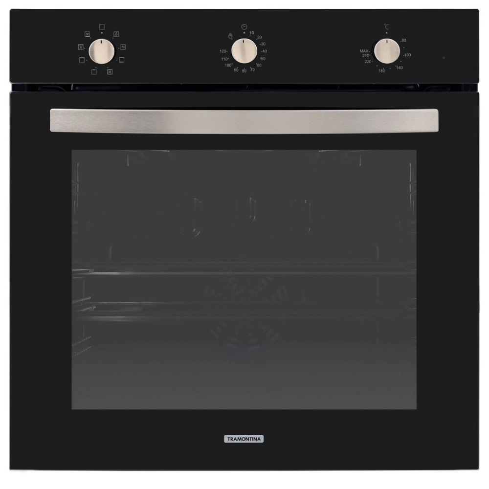 Forno Elétrico de Embutir Tramontina Glass Cook em Vidro Temperado Preto 7 Funções 73 L