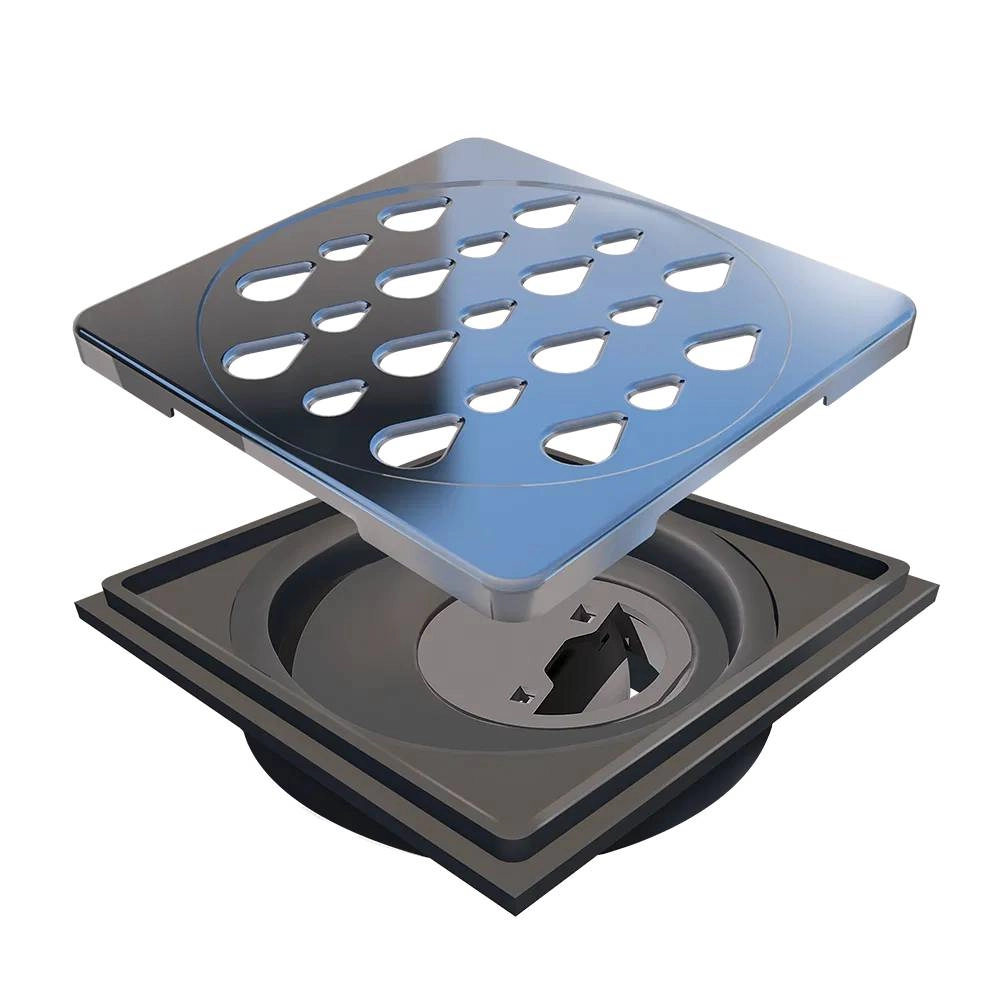 Grelha para Ralo Quadrado 10 cm x 10 cm com acessorios Inox Polido Ralo Linear 