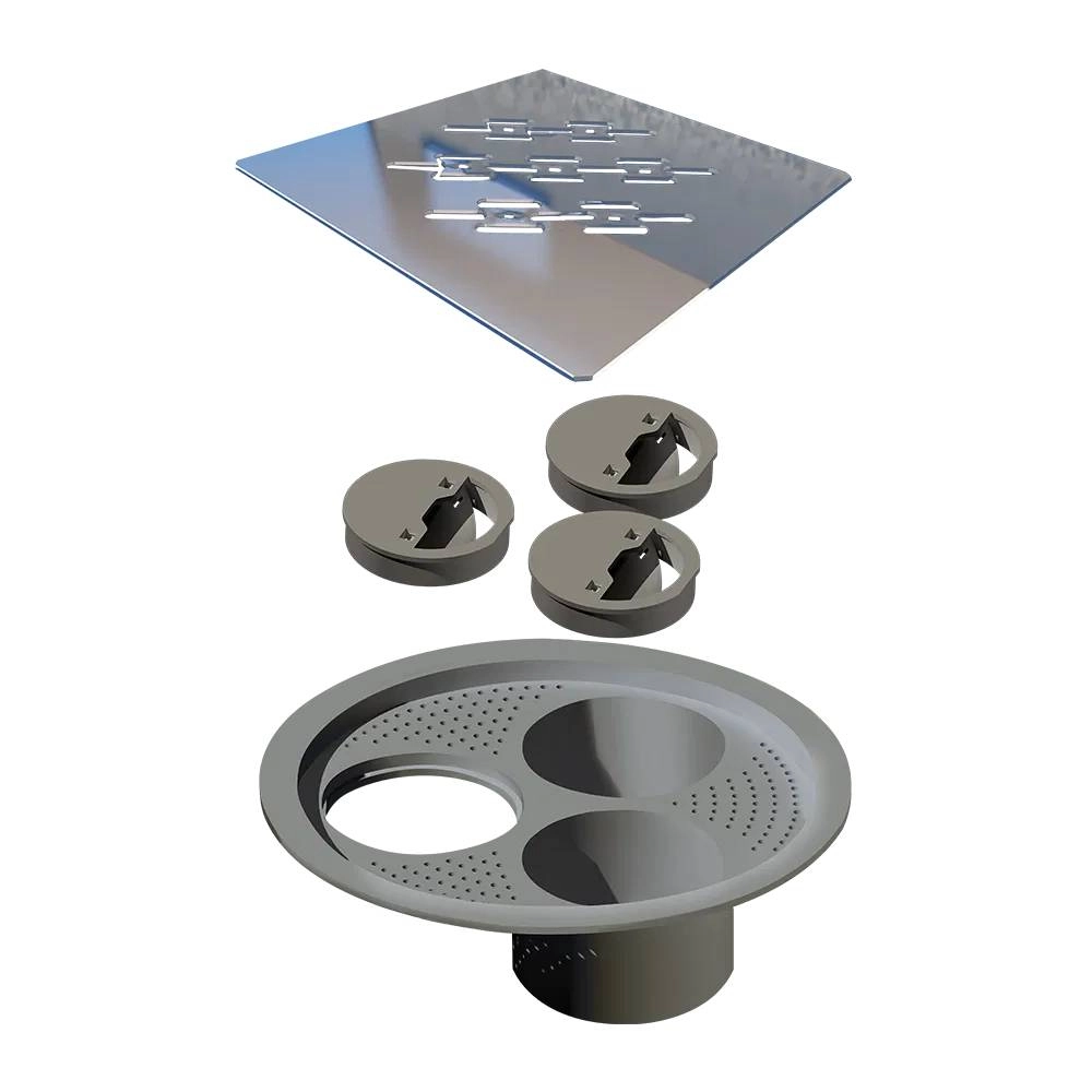 Grelha para Ralo Quadrado 15 cm X 15 cm 4025 NOVII Inox Polido Ralo Linear