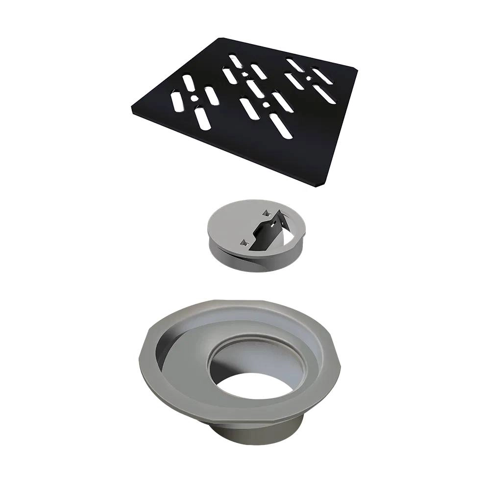 Grelha Quadrada 10x10 cm Ralo Linear 4022 NOVII - Preta Fosco