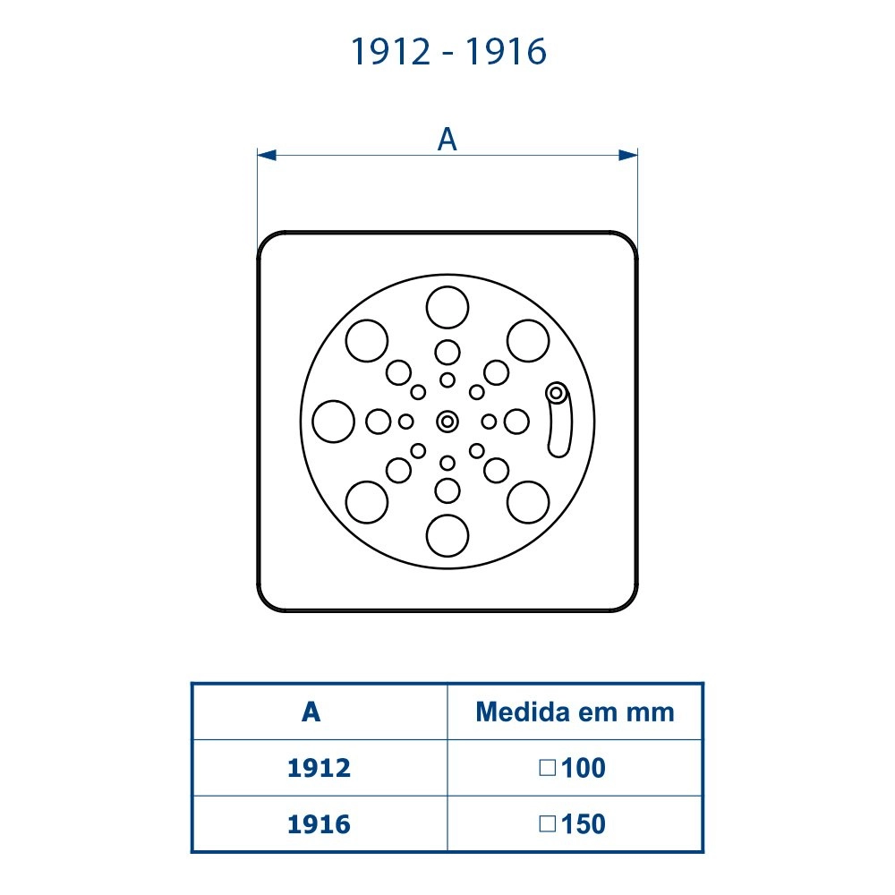 Grelha Quadrada Inox Com Fecho Fani 1912