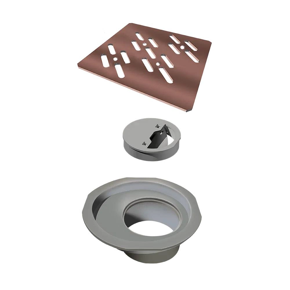 Grelha Quadrada para Caixa Sifonada 100mm Rose 4024 Novii Ralo Linear