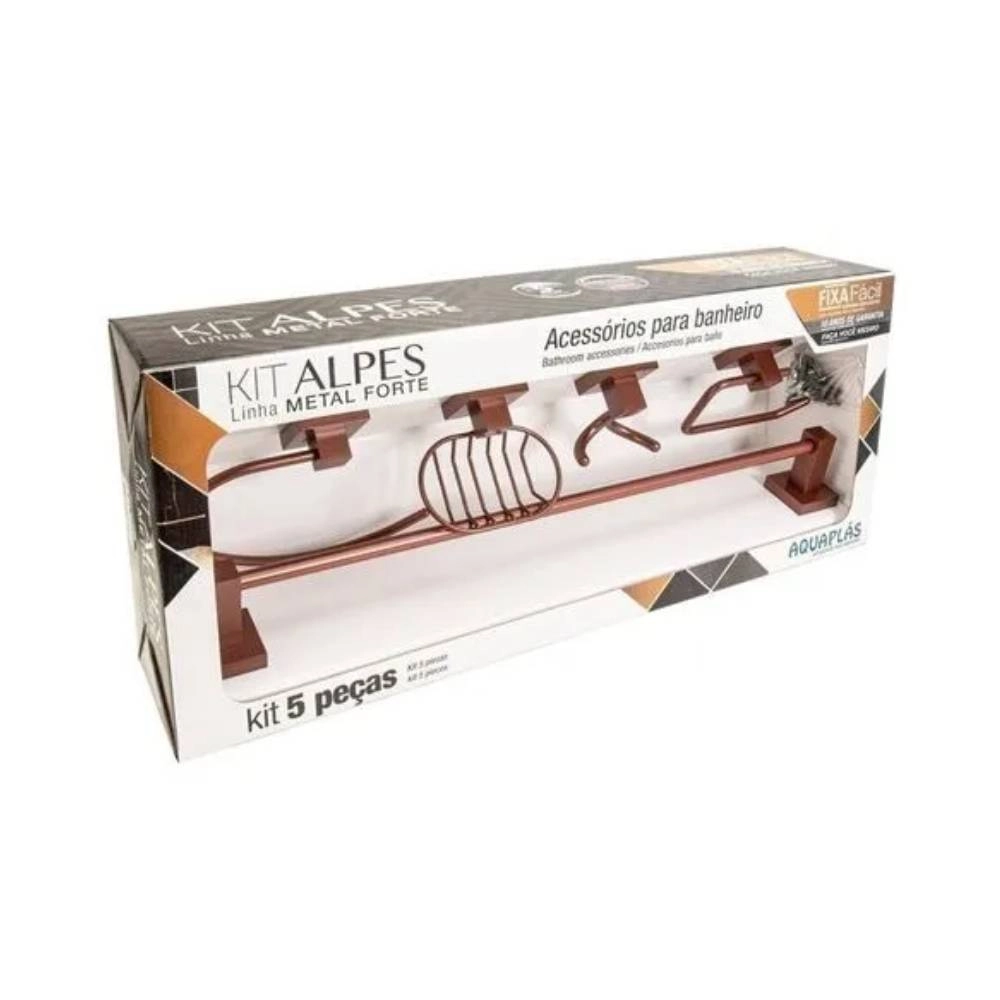 Kit Acessório para Banheiro Alpes 5 Peças Cobre Aquaplás