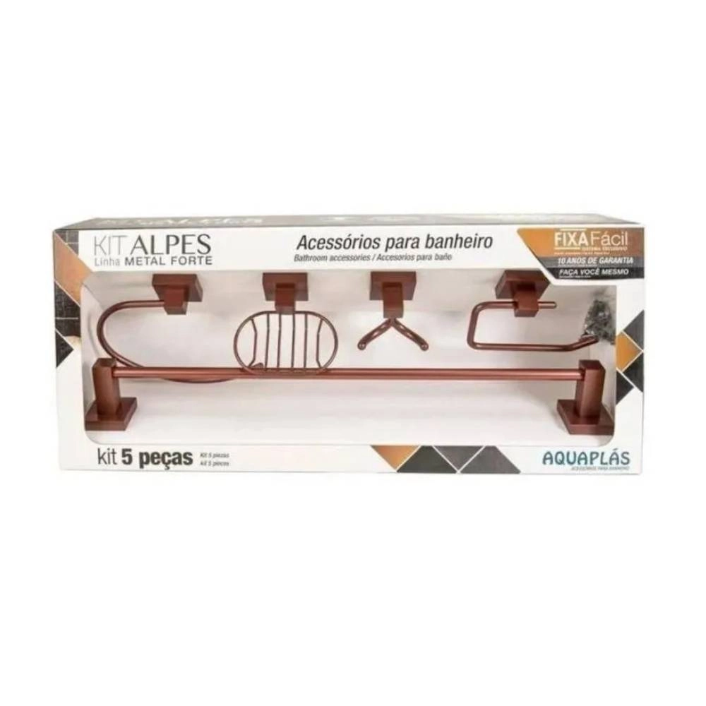 Kit Acessório para Banheiro Alpes 5 Peças Cobre Aquaplás