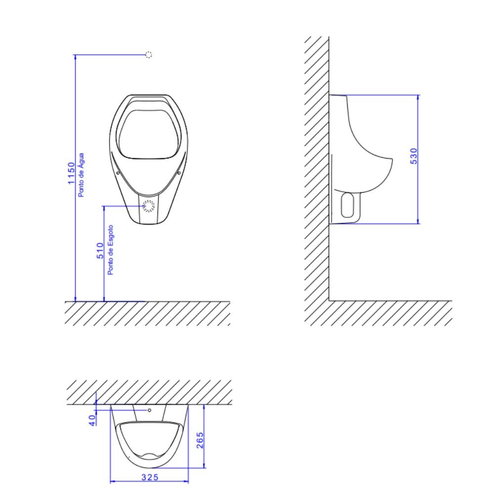 Kit Completo de Mictório Branco Deca KM.715.17
