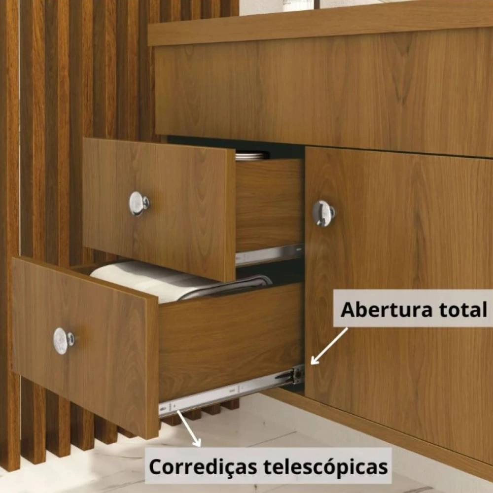 Kit Gabinete Luna 60 Freijó  C/Cuba e Espelho 