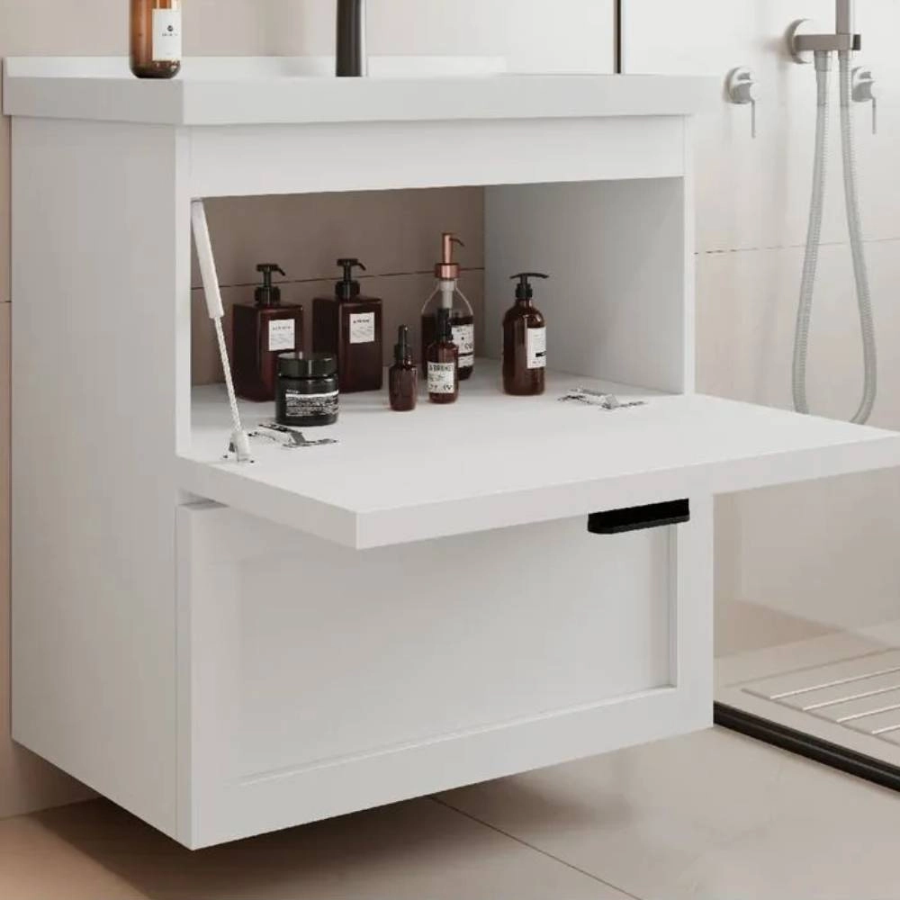 kit Gabinete Nivus 66 com Bancada e Espelho Branco Astral