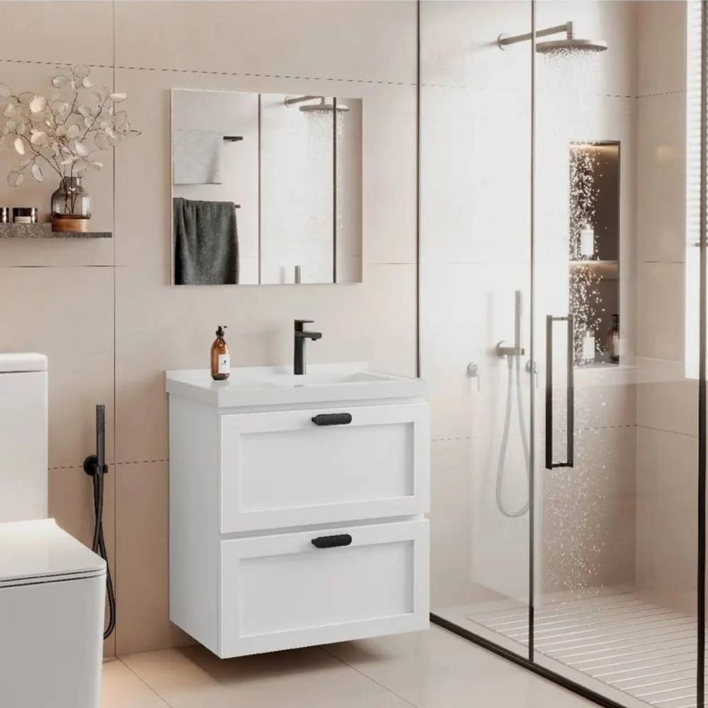 kit Gabinete Nivus 66 com Bancada e Espelho Branco Astral