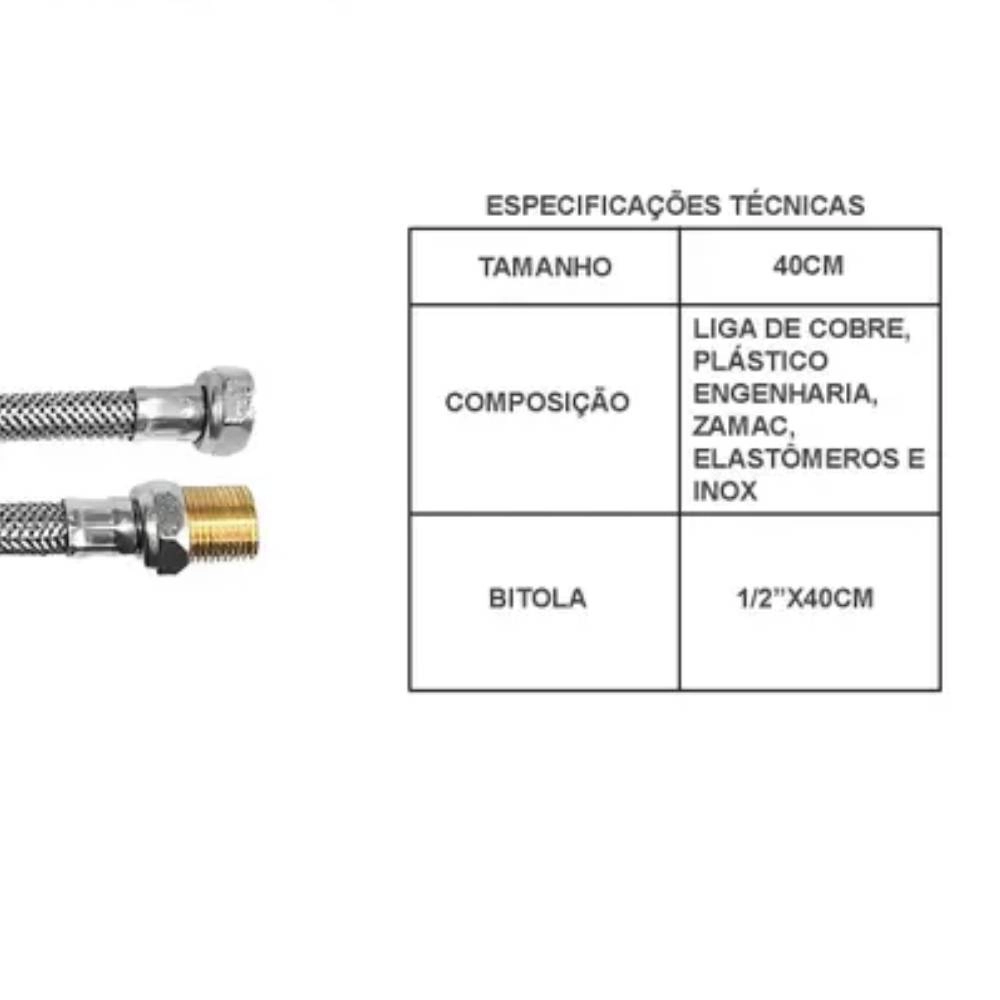 Ligação Esteves Flexível Trançado Inox 1/2X40 VLL448IWG