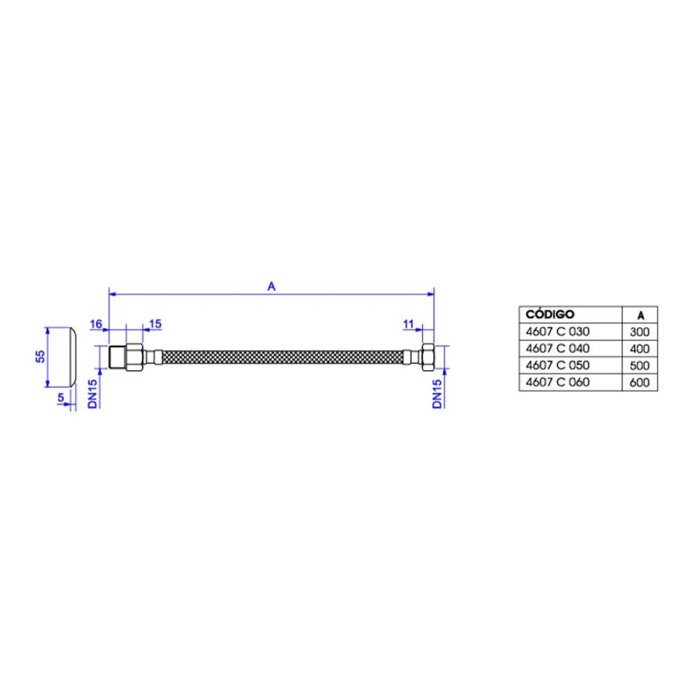 Ligação Flexível Malha de Aço 50cm Cromado - 4607.C.050 Deca