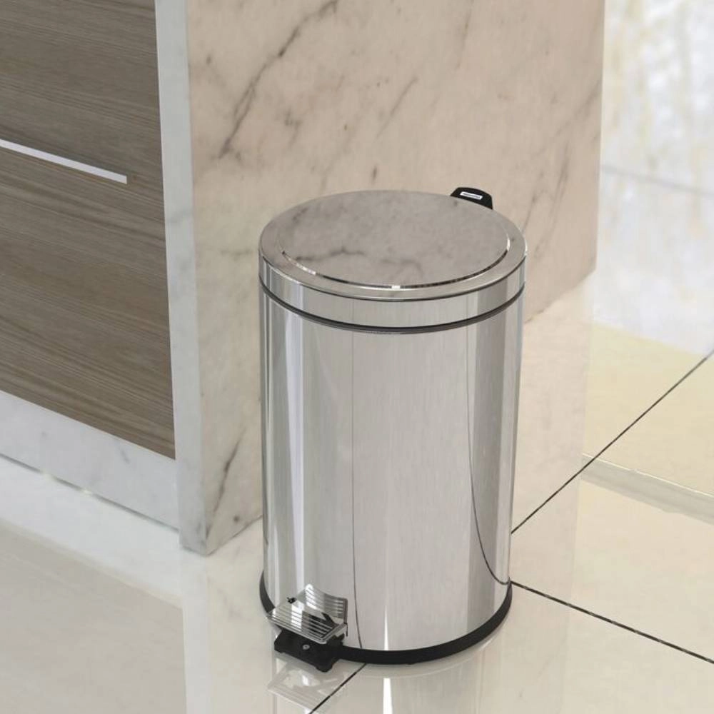 Lixeira com Pedal Tramontina Brasil em Aço Inox com Acabamento Polido e Balde Interno 12 L