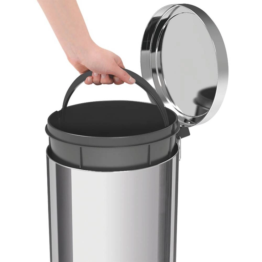 Lixeira com Pedal Tramontina Brasil em Aço Inox com Acabamento Polido e Balde Interno 12 L