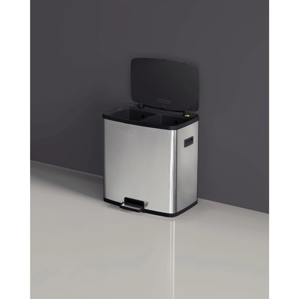 Lixeira Tramontina Octos em Aço Inox com 02 Baldes Removíveis e Pedal 15 L + 15 L