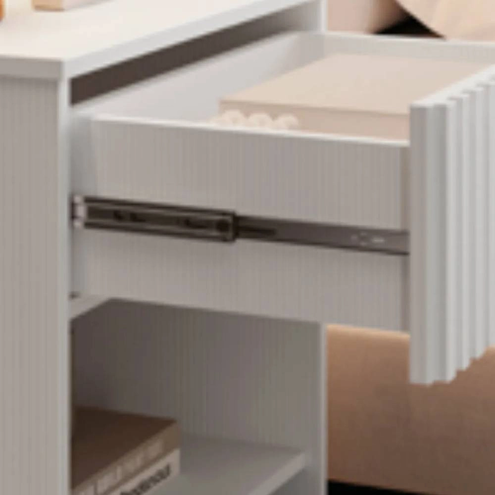 Mesa Cabeceira Astral 57x50x33cm Tokio Ripada Branco Orvalho