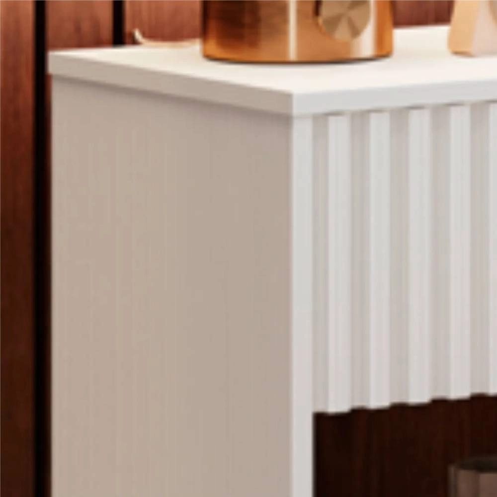 Mesa Cabeceira Astral 57x50x33cm Tokio Ripada Branco Orvalho