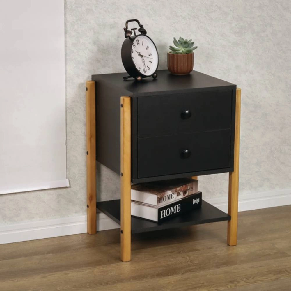 Mesa De Cabeceira Magali 46 Preto - 60x46x40cm Mesa De Cabeceira Magali 46 Preto - 60x46x40cm