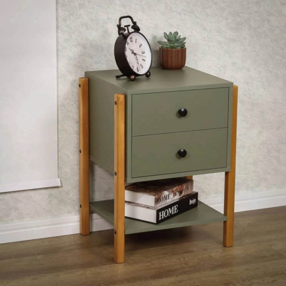 Mesa De Cabeceira Magali 46 Verde - 60x46x40cm