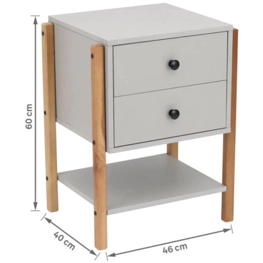 Mesa De Cabeceira Magali 46 Madeira Cinza - 60x46x40cm