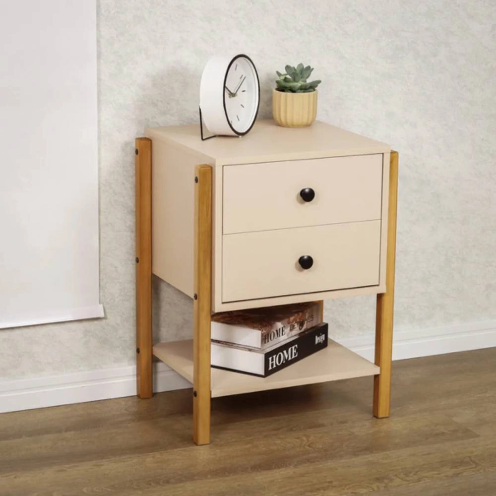 Mesa De Cabeceira Magali 46 Rosa Sal- 60x46x40cm