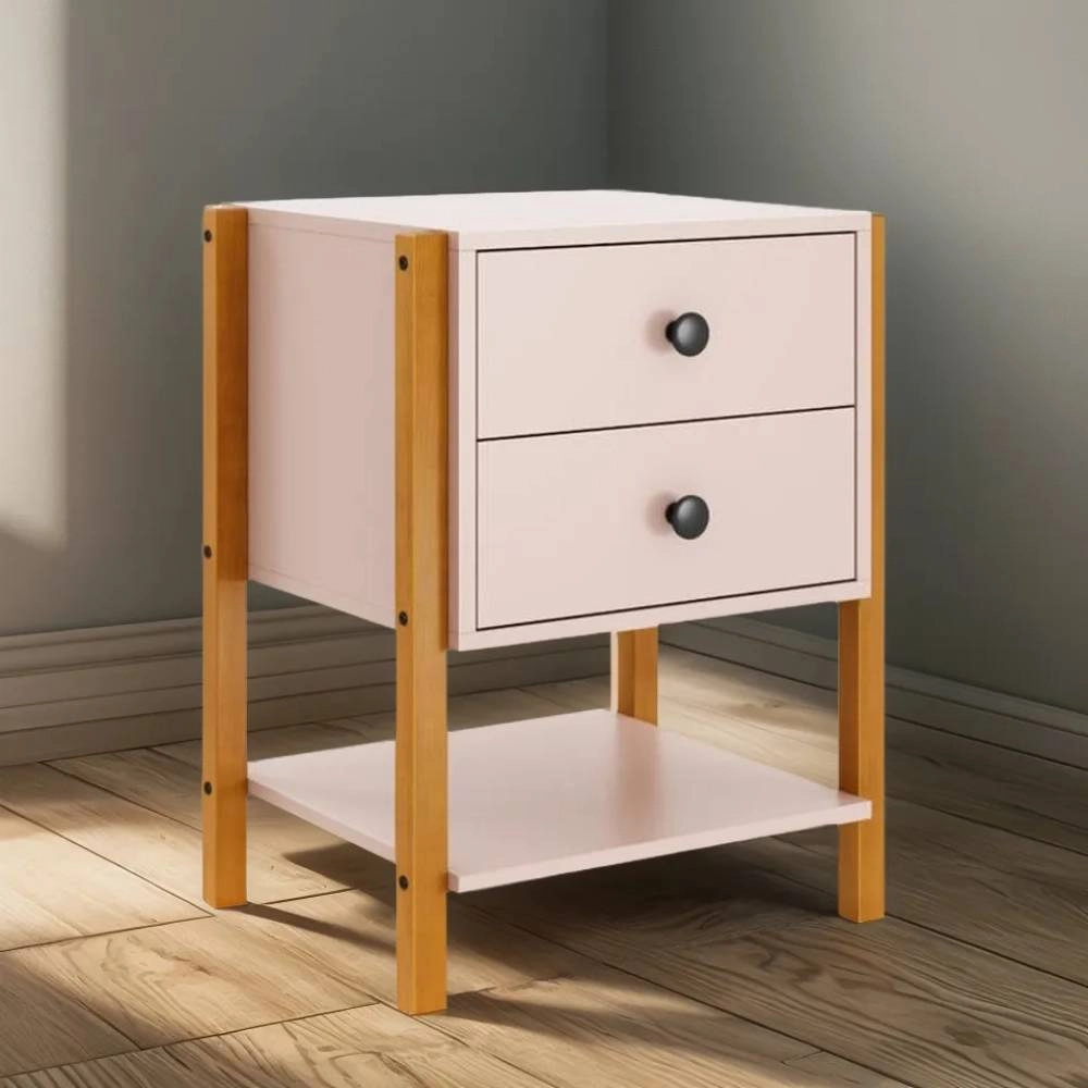 Mesa De Cabeceira Magali 46 Rosa Sal- 60x46x40cm