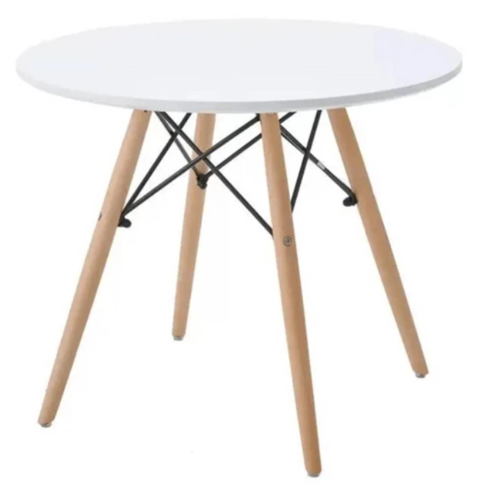 Mesa Eiffel Branca 120x120x75cm  bs/Madeira Rivatti