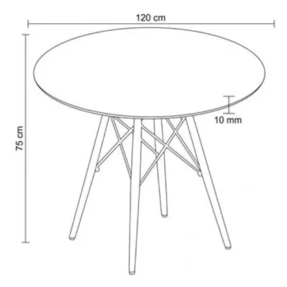 Mesa Eiffel Branca 120x120x75cm  bs/Madeira Rivatti