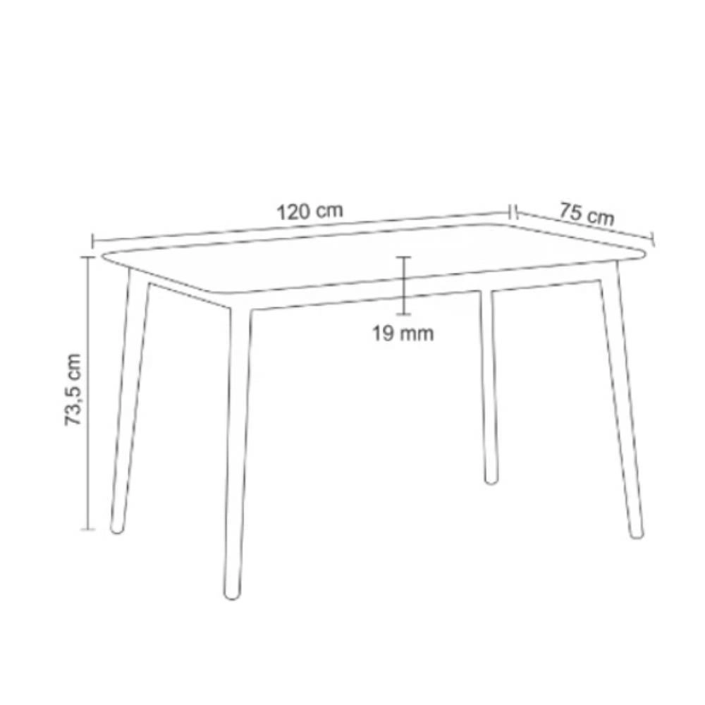 Mesa Finlandia Natural 120x75x75,3cm Rivatti