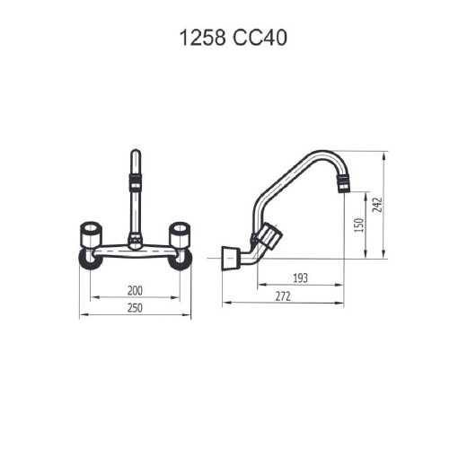 Misturador de Parede Cozinha Ouro Fino Fani 1258 CC40 Misturador de Parede Cozinha Ouro Fino Fani 1258 CC40