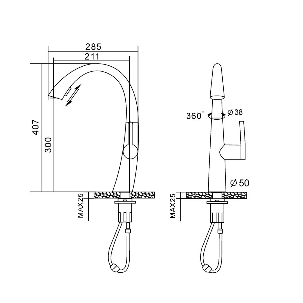 Misturador G Monocomando Movel Extensível Gourmet MV08 Cromado