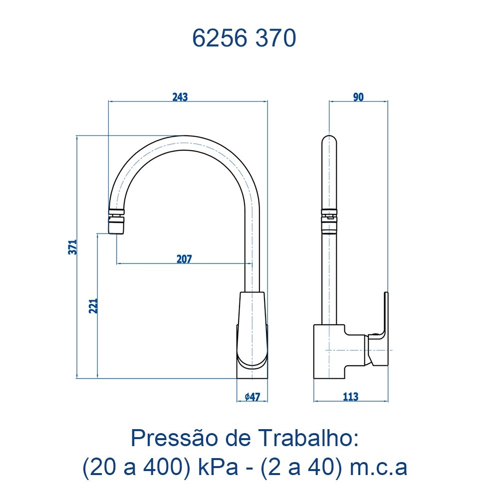 Misturador Monocomando de Mesa Cozinha Bold Fani 6256 C370