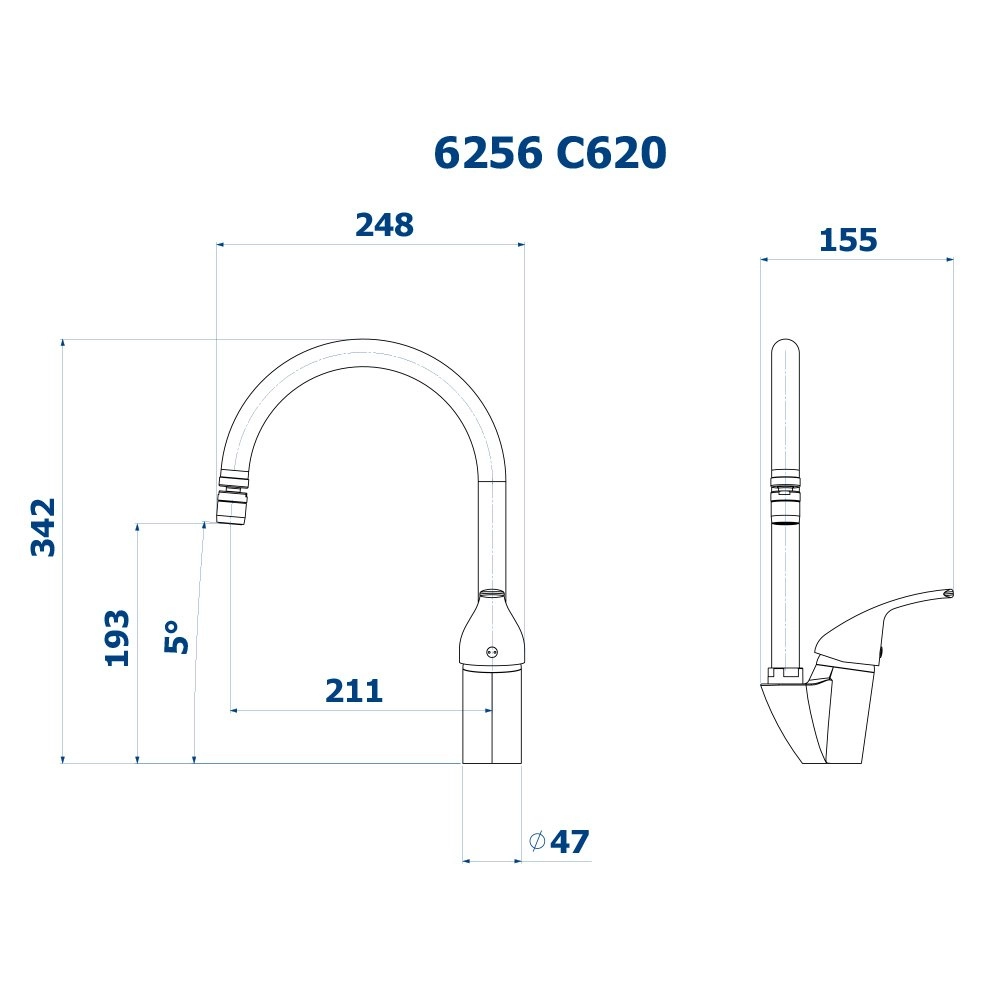 Misturador Monocomando de Mesa Cozinha Domus Fani 6256 C620