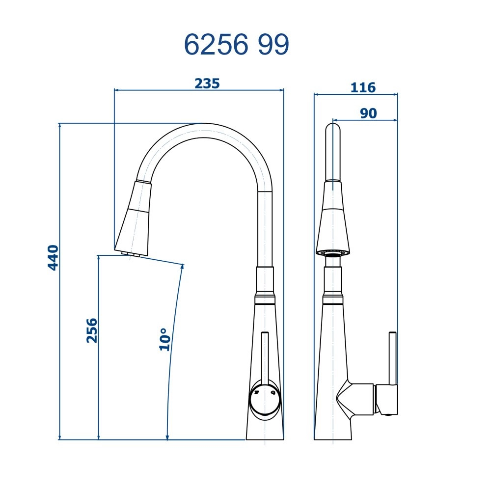 Misturador Monocomando de Mesa Cozinha Flex Fani 6256 BK99